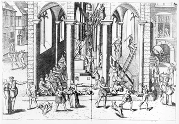 Calvinisten zerstören Statuen in den katholischen Kirchen, 1566